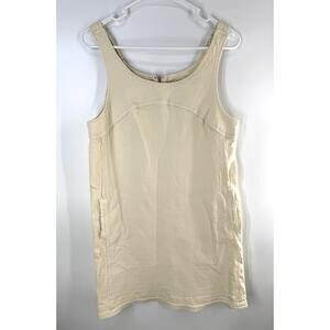 Velvet Heart Denim Shift Dress Medium Cotton Stretch Cream Y2K Sleeveless